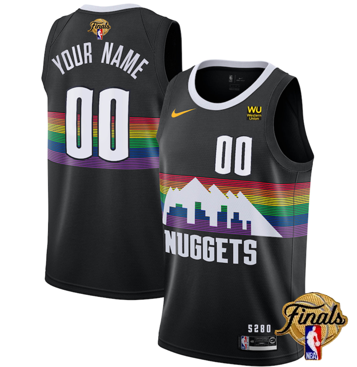 Men's Denver Nuggets Active Player Custom Black 2023 Finals City Edition Stitched Basketball Jersey - Click Image to Close
