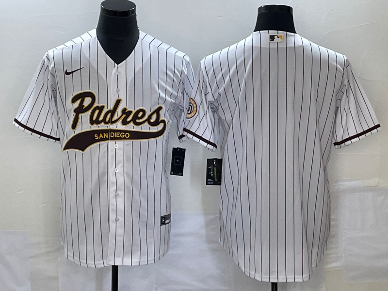Men's San Diego Padres Blank White Cool Base With Patch Stitched Baseball Jersey - Click Image to Close