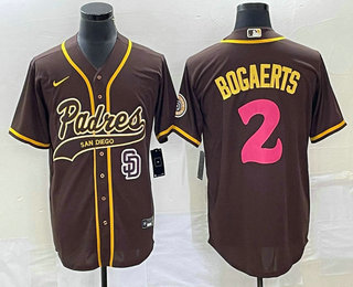 Men's San Diego Padres #2 Xander Bogaerts Brown NEW 2023 City Connect Cool Base Stitched Jersey - Click Image to Close
