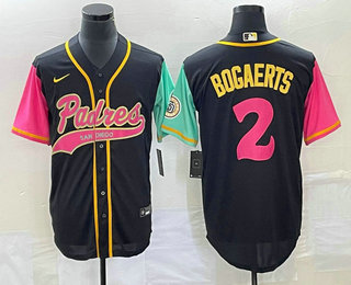 Men's San Diego Padres #2 Xander Bogaerts Black NEW 2023 City Connect Cool Base Stitched Jersey - Click Image to Close