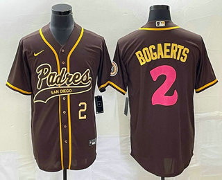 Men's San Diego Padres #2 Xander Bogaerts Number Brown NEW 2023 City Connect Cool Base Stitched Jers - Click Image to Close