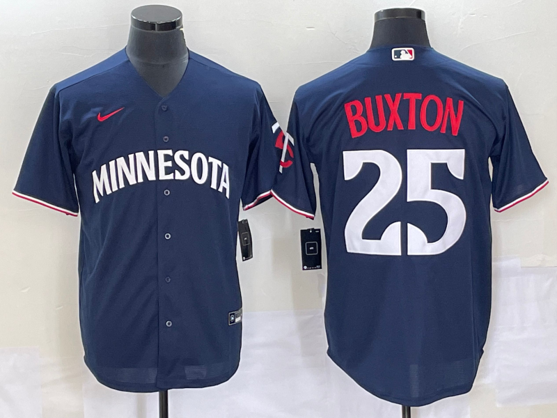 Men's Minnesota Twins #25 Byron Buxton 2023 Navy Blue Cool Base Stitched Jersey - Click Image to Close