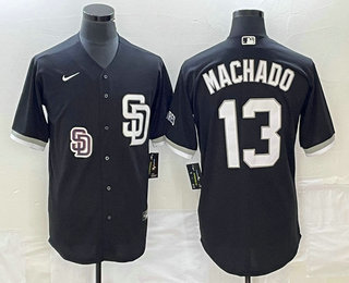 Men's San Diego Padres #13 Manny Machado Black 2023 Cool Base Stitched Jersey - Click Image to Close