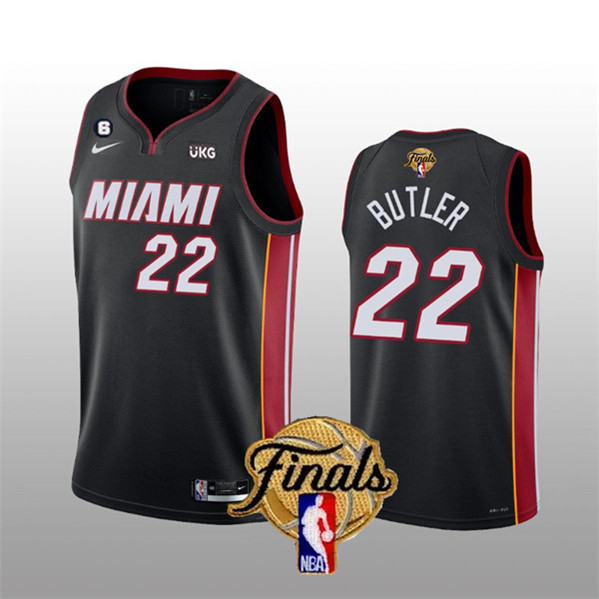 Men's Miami Heat #22 Jimmy Butler Black 2023 Finals Icon Edition With NO.6 Patch Stitched Basketball