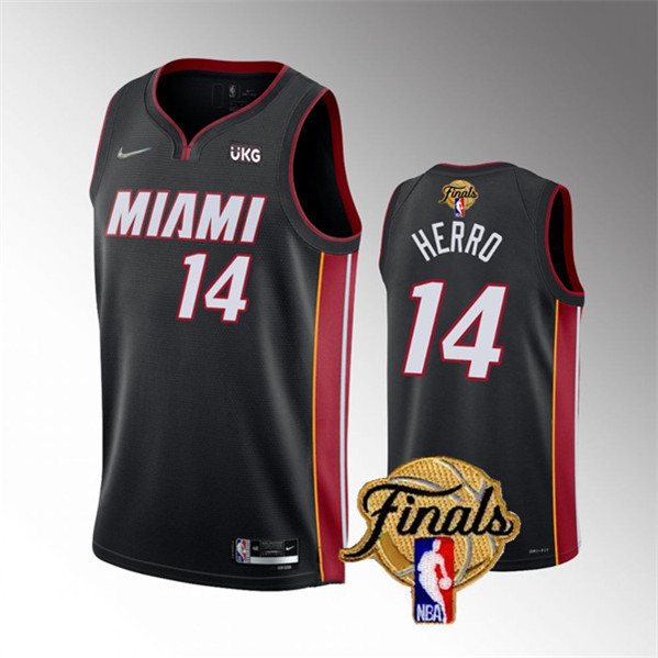 Men's Miami Heat #14 Tyler Herro Black 2023 Finals Icon Edition Stitched Basketball Jersey - Click Image to Close