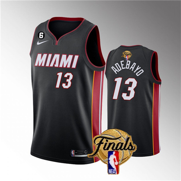 Men's Miami Heat #13 Bam Adebayo Black 2023 Finals Icon Edition With NO.6 Patch Stitched Basketball - Click Image to Close