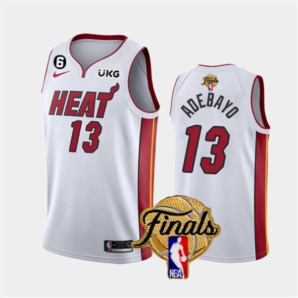 Men's Miami Heat #13 Bam Adebayo White 2023 Finals Association Edition With NO.6 Patch Stitched Bask