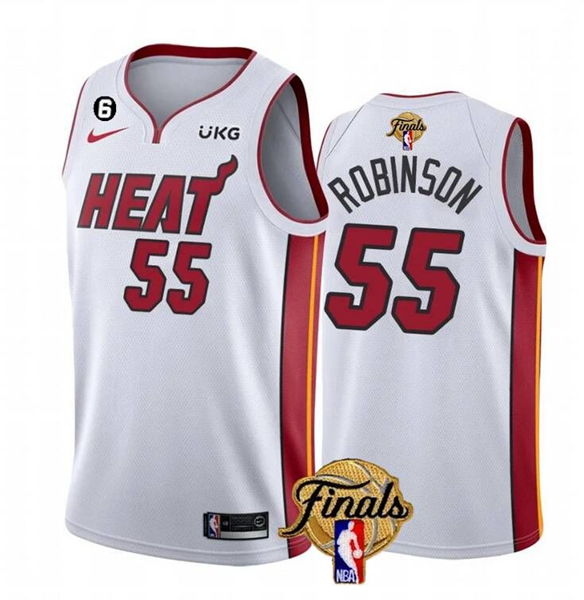Men's Miami Heat #55 Duncan Robinson White 2023 Finals Association Edition With NO.6 Patch Stitched - Click Image to Close