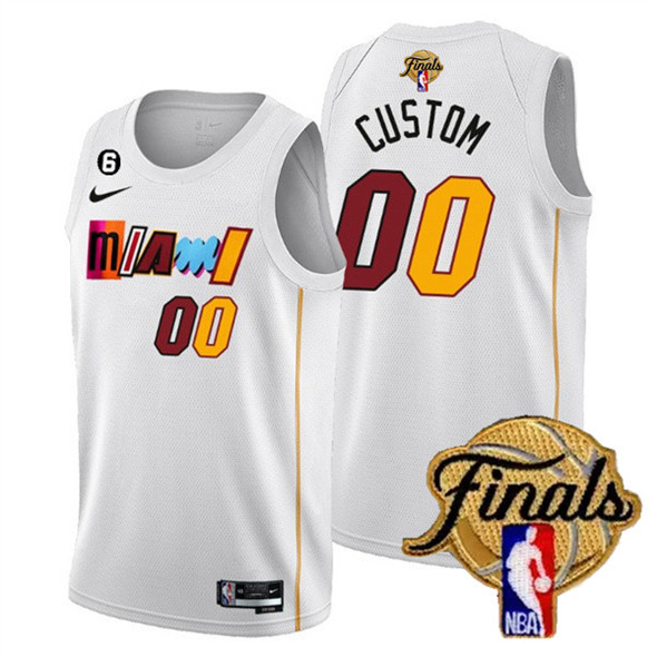Men's Miami Heat Active Player Custom White 2023 Finals City Edition With NO.6 Patch Stitched Basket