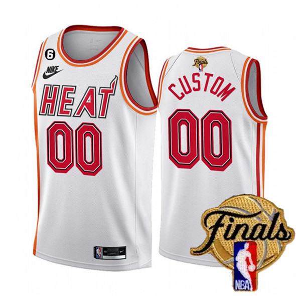 Men's Miami Heat Active Player Custom White 2023 Finals Classic Edition With NO.6 Patch Stitched Bas