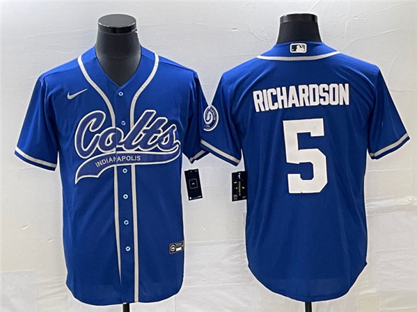 Men's Indianapolis Colts #5 Anthony Richardson Royal Cool Base Stitched Baseball Jersey - Click Image to Close