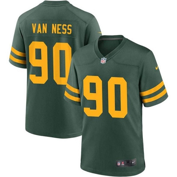 Men's Green Bay Packers #90 Lukas Van Ness Green Stitched Game Jersey - Click Image to Close