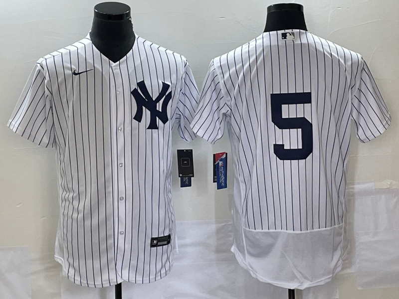 Men's New York Yankees #5 Joe DiMaggio White Flex Base Stitched Baseball Jersey - Click Image to Close