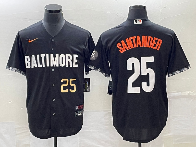 Men's Baltimore Orioles #25 Anthony Santander Number Black 2023 City Connect Cool Base Stitched Jers
