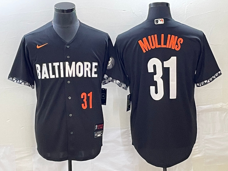 Men's Baltimore Orioles #31 Cedric Mullins Number Black 2023 City Connect Cool Base Stitched Jersey