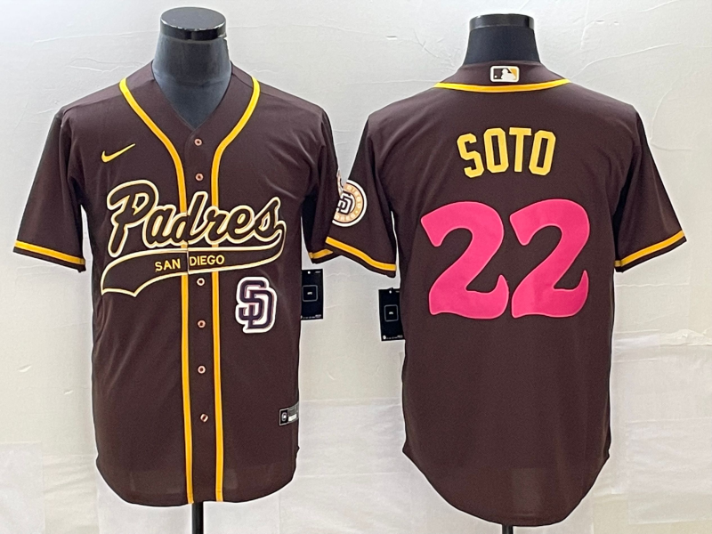 Men's San Diego Padres #22 Juan Soto Brown NEW 2023 City Connect Cool Base Stitched Jersey - Click Image to Close