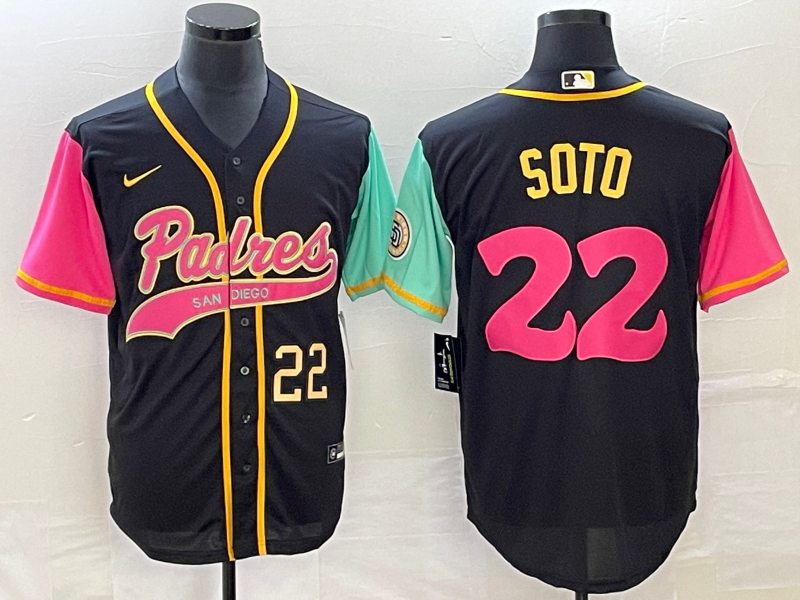 Men's San Diego Padres #22 Juan Soto Number Black NEW 2023 City Connect Cool Base Stitched Jersey - Click Image to Close