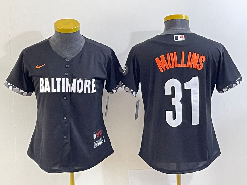 Women's Baltimore Orioles #31 Cedric Mullins Black 2023 City Connect Cool Base Stitched Jersey - Click Image to Close