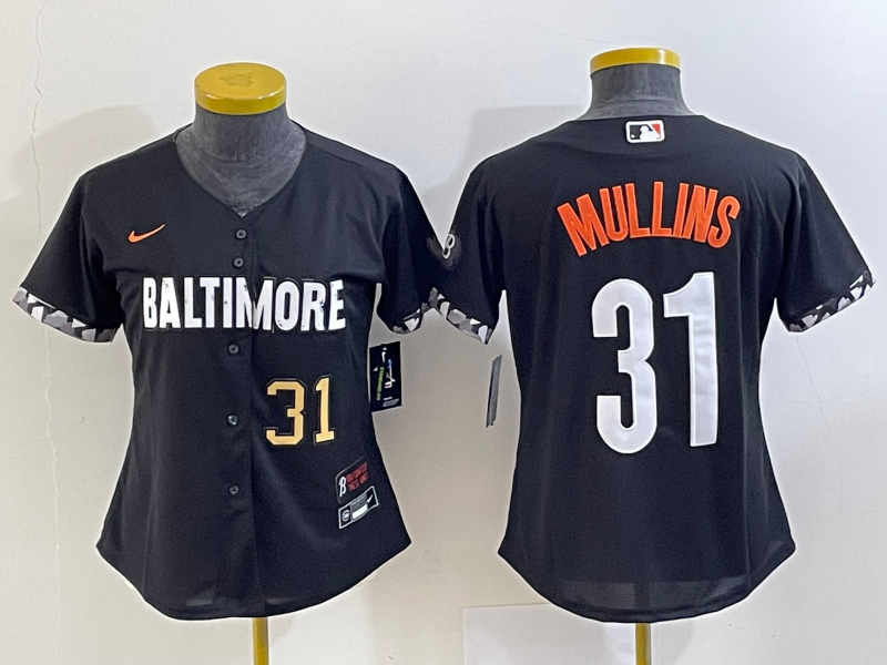 Women's Baltimore Orioles #31 Cedric Mullins Number Black 2023 City Connect Cool Base Stitched Jerse - Click Image to Close
