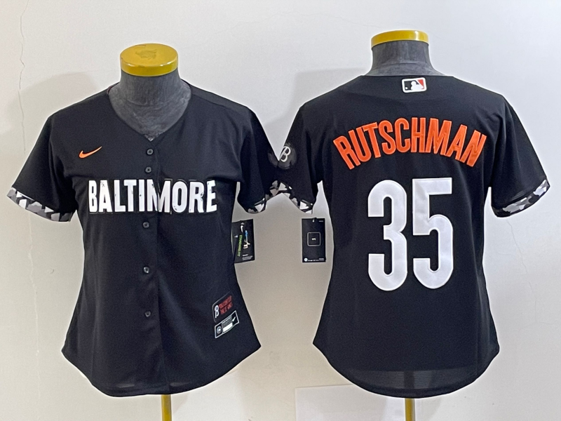 Women's Baltimore Orioles #35 Adley Rutschman Black 2023 City Connect Cool Base Stitched Jersey - Click Image to Close
