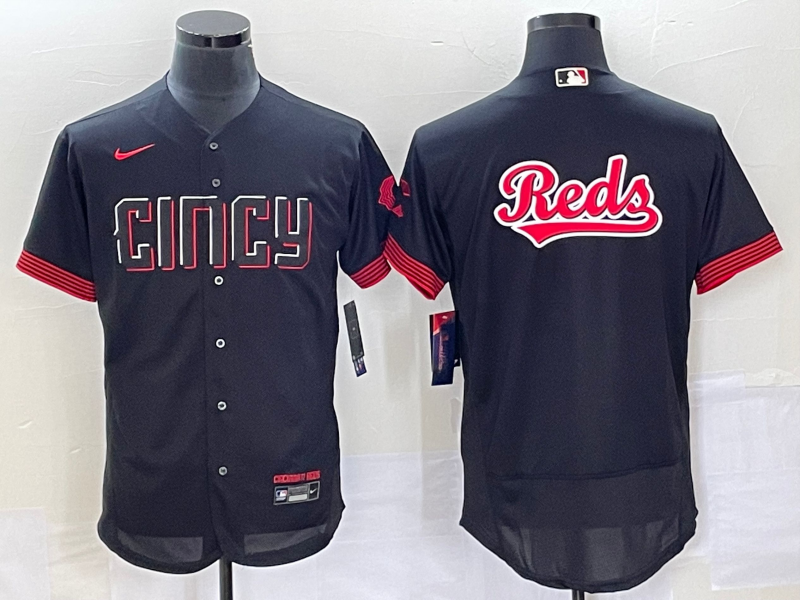 Men's Cincinnati Reds Blank Black 2023 City Connect Flex Base Stitched Jersey