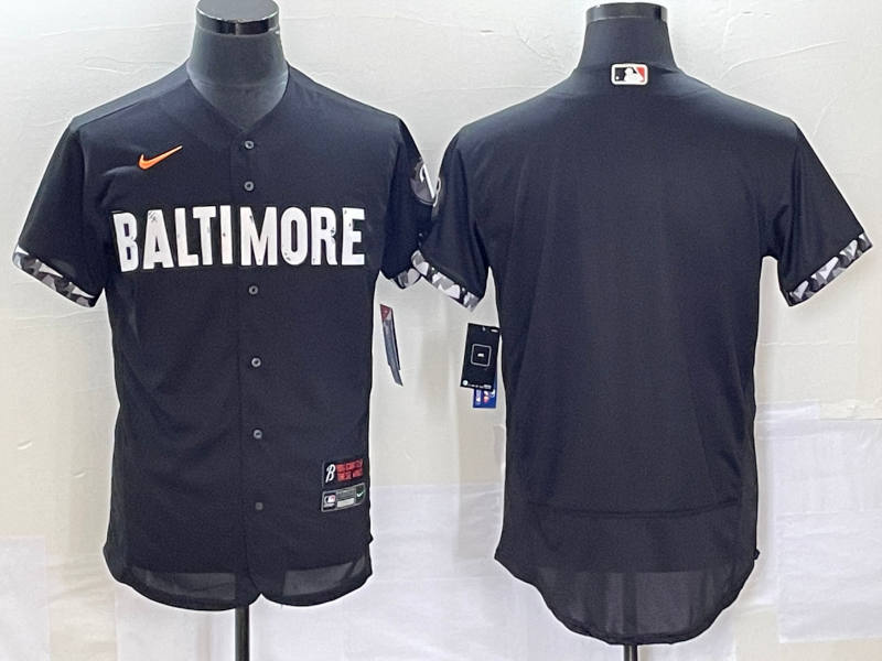 Men's Baltimore Orioles Blank Black 2023 City Connect Flex Base Stitched Jersey