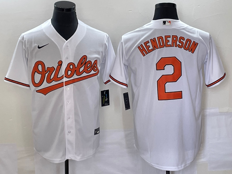 Men's Baltimore Orioles #2 Gunnar Henderson White Cool Base Stitched Jersey - Click Image to Close