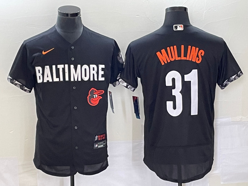 Men's Baltimore Orioles #31 Cedric Mullins Black 2023 City Connect Flex Base Stitched Jersey
