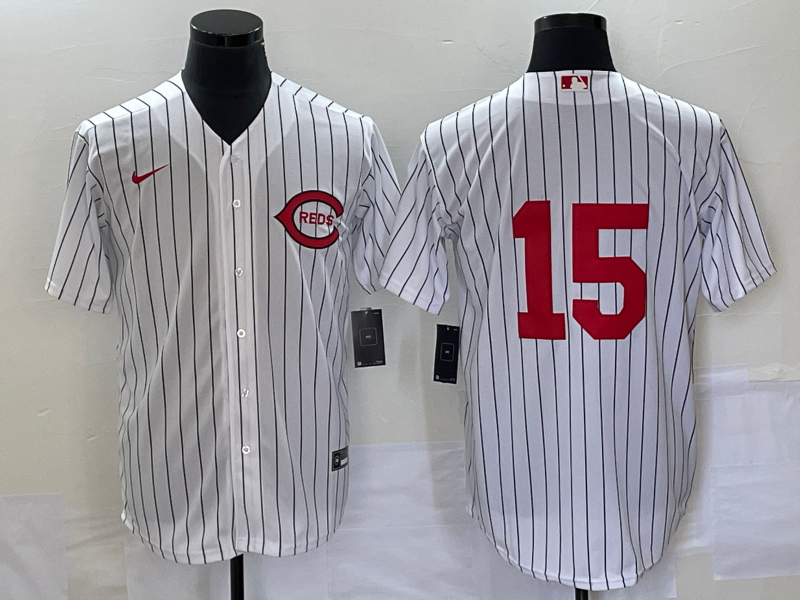 Men's Cincinnati Reds #15 Nick Senzel White Field of Dreams Stitched Baseball Jersey - Click Image to Close