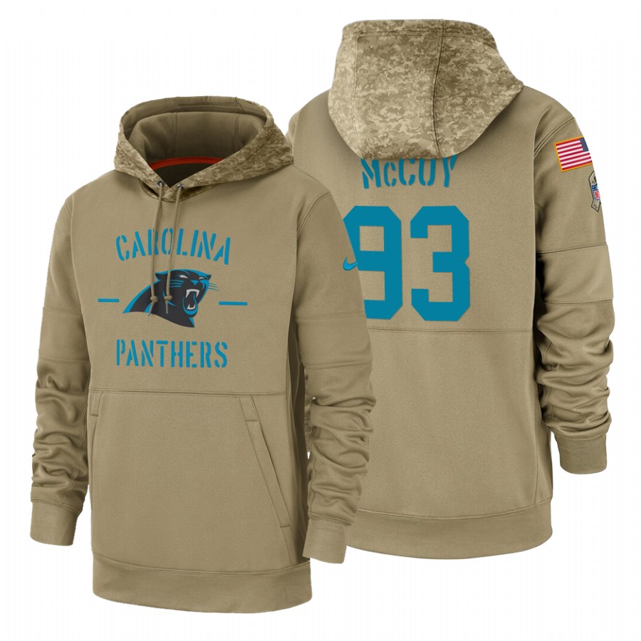 Carolina Panthers #93 Gerald Mccoy Nike Tan 2019 Salute To Service Name & Number Sideline Therma Pul
