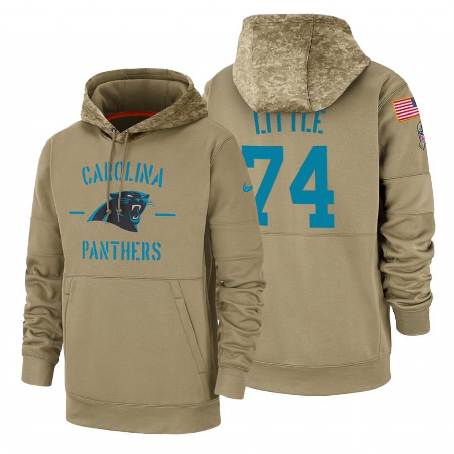 Carolina Panthers #74 Greg Little Nike Tan 2019 Salute To Service Name & Number Sideline Therma Pull