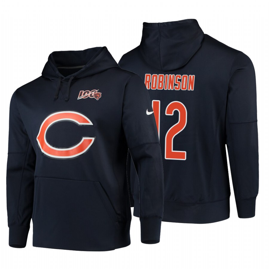 Chicago Bears #12 Allen Robinson Nike 100 Primary Logo Circuit Name & Number Pullover Hoodie Navy