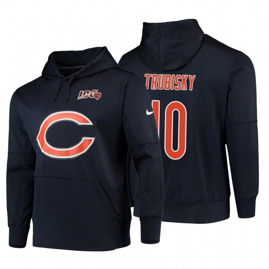 Chicago Bears #10 Mitchell Trubisky Nike 100 Primary Logo Circuit Name & Number Pullover Hoodie Navy