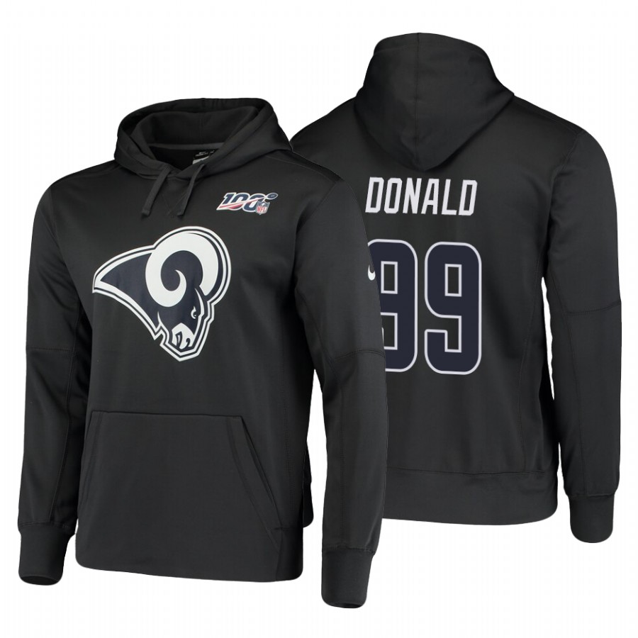 Los Angeles Rams #99 Aaron Donald Nike 100 Primary Logo Circuit Name & Number Pullover Hoodie Charco