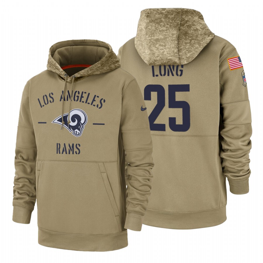 Los Angeles Rams #25 David Long Nike Tan 2019 Salute To Service Name & Number Sideline Therma Pullov