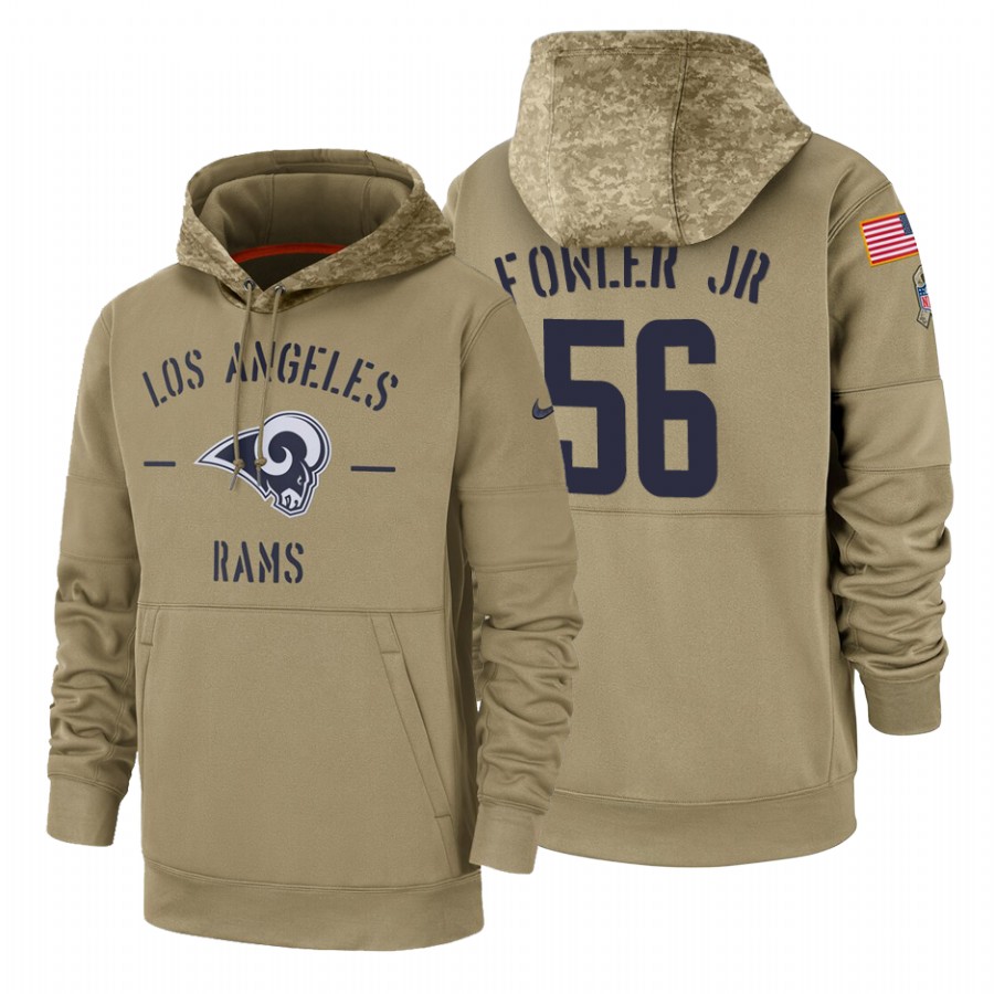 Los Angeles Rams #56 Dante Fowler Jr Nike Tan 2019 Salute To Service Name & Number Sideline Therma P