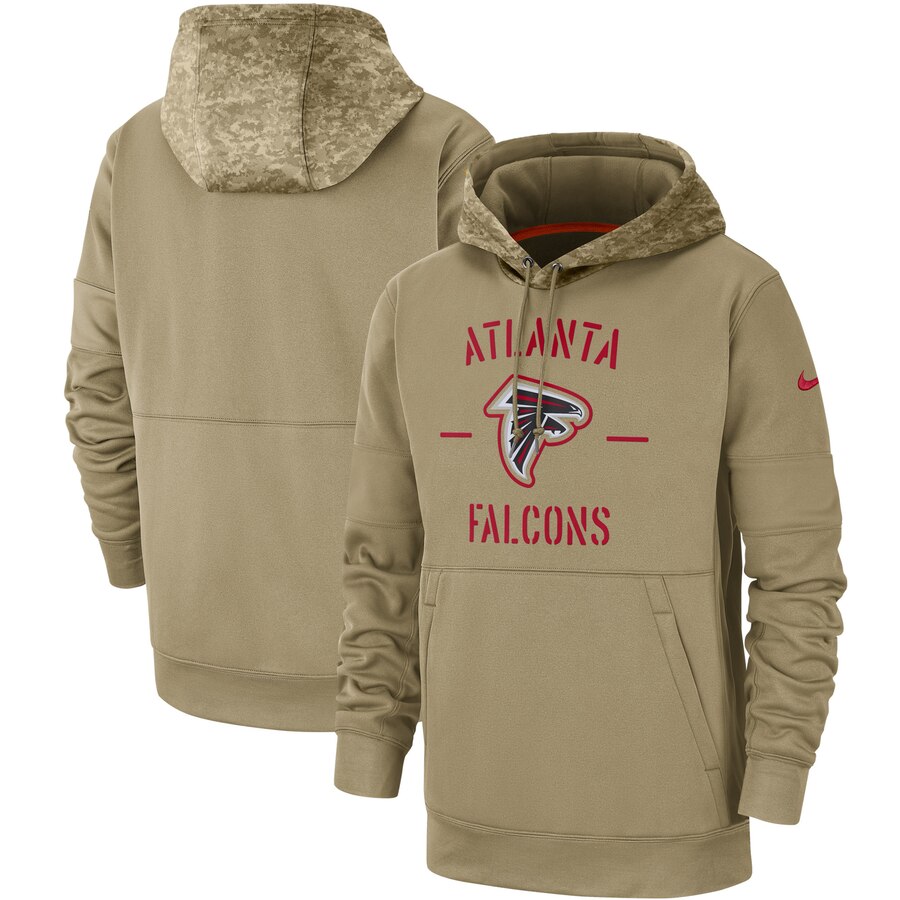 Atlanta Falcons Nike Tan 2019 Salute to Service Sideline Therma Pullover Hoodie - Click Image to Close