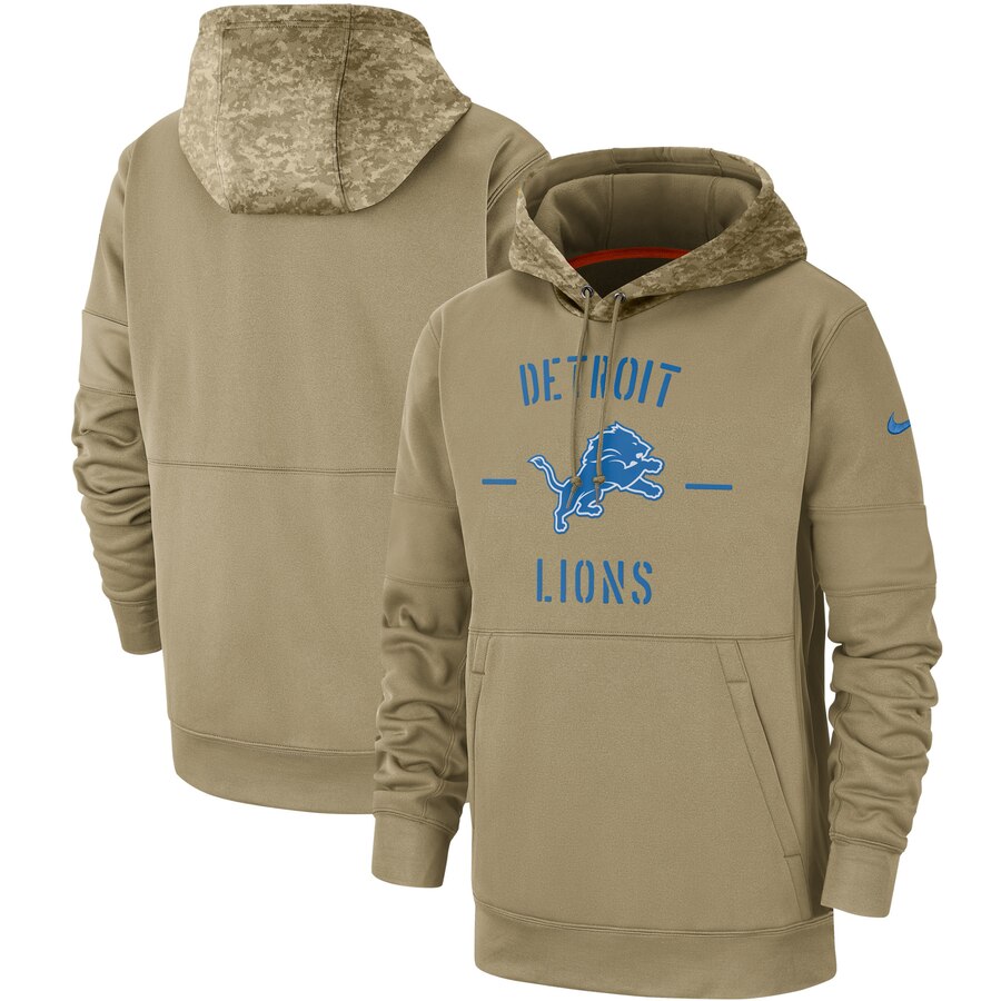 Detroit Lions Nike Tan 2019 Salute to Service Sideline Therma Pullover Hoodie