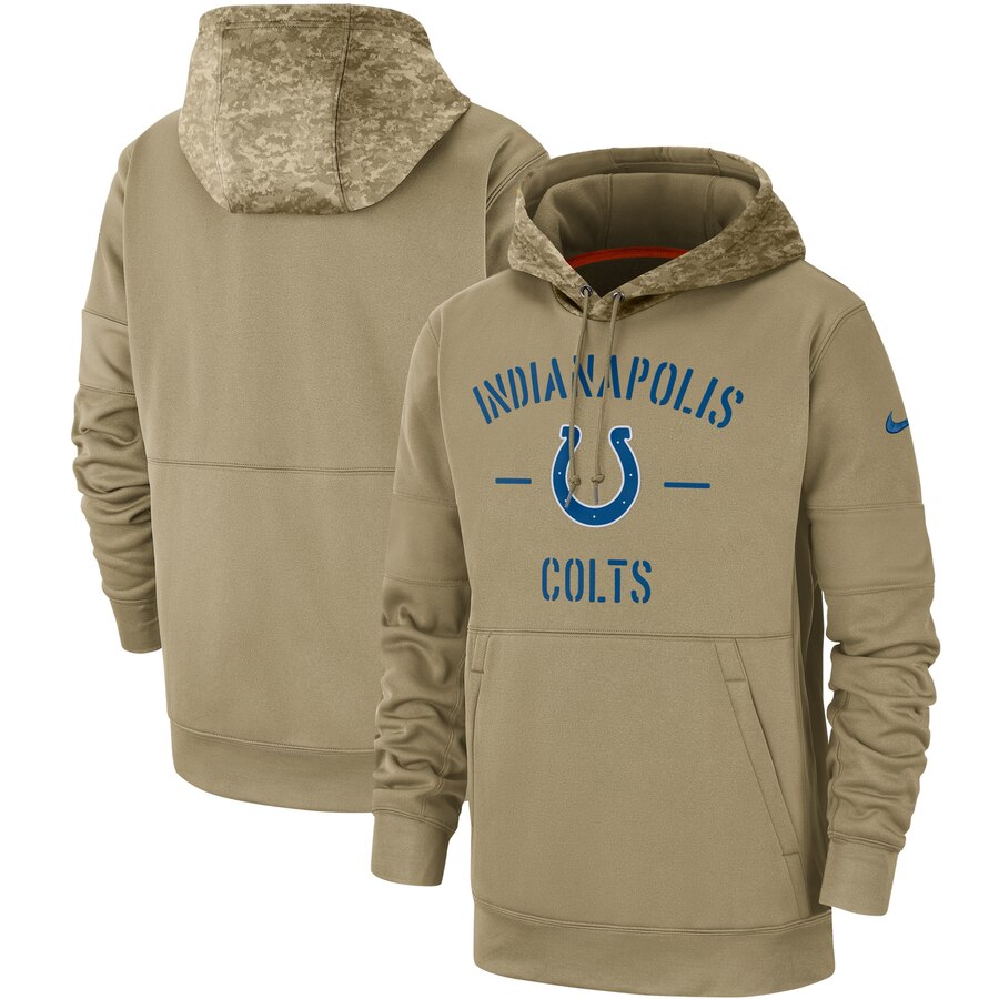 Indianapolis Colts Nike Tan 2019 Salute to Service Sideline Therma Pullover Hoodie