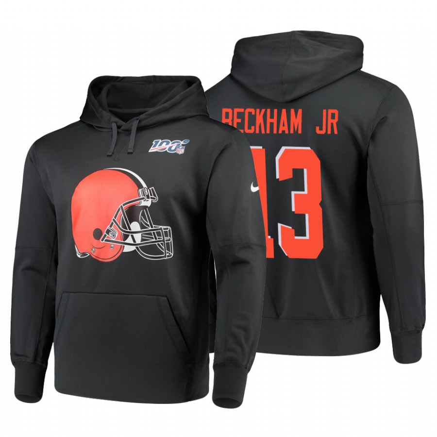 Cleveland Browns #13 Odell Beckham Jr. Nike 100 Primary Logo Circuit Name & Number Pullover Hoodie A - Click Image to Close