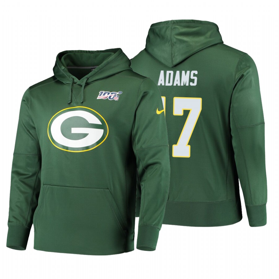 Green Bay Packers #17 Davante Adams Nike 100 Primary Logo Circuit Name & Number Pullover Hoodie Gree