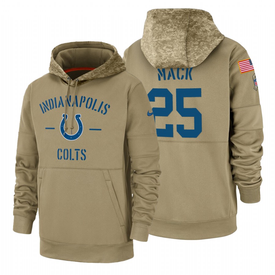 Indianapolis Colts #25 Marlon Mack Nike Tan 2019 Salute To Service Name & Number Sideline Therma Pul