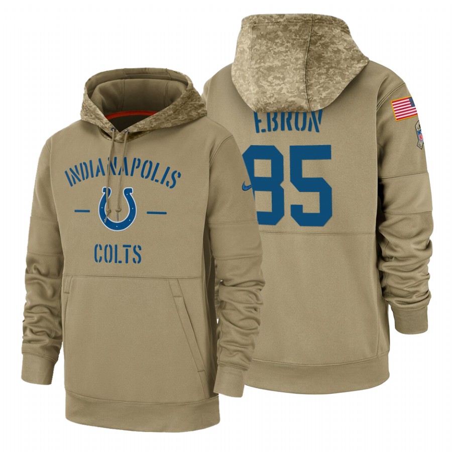 Indianapolis Colts #85 Eric Ebron Nike Tan 2019 Salute To Service Name & Number Sideline Therma Pull