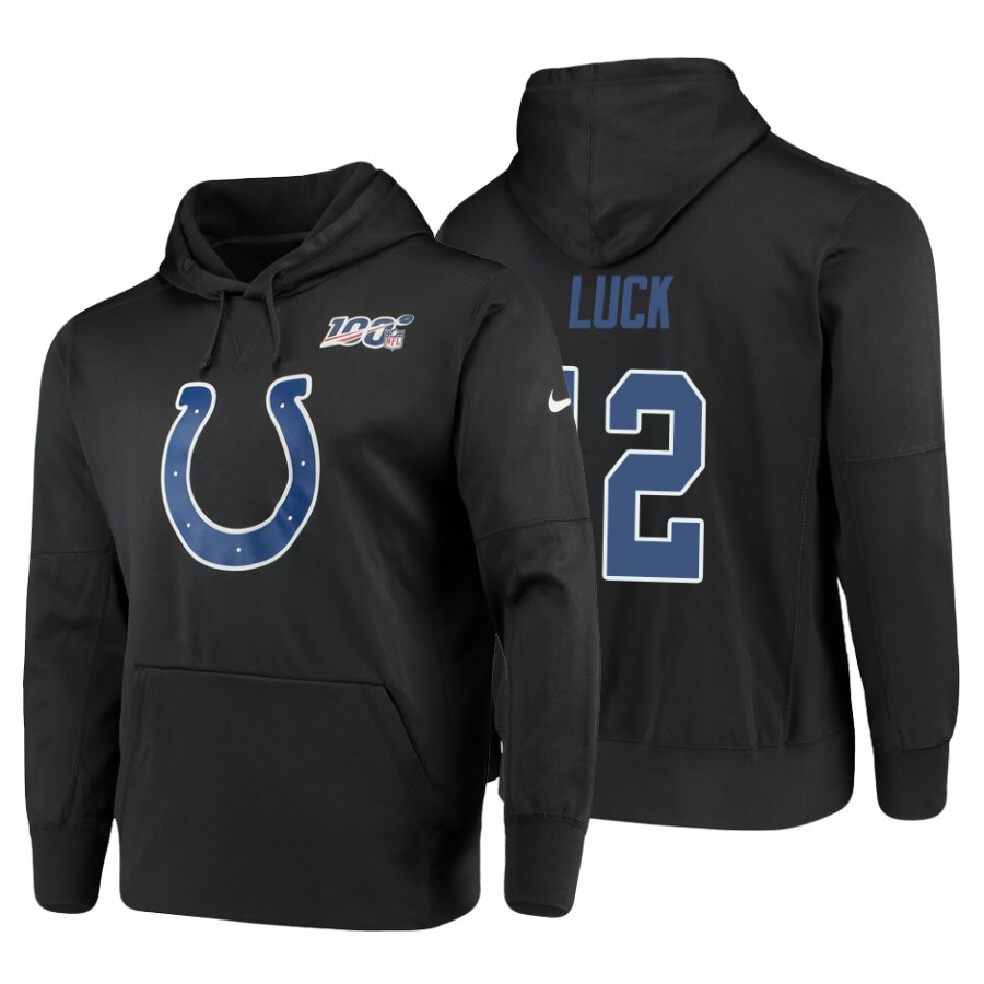 Indianapolis Colts #12 Andrew Luck Nike 100 Primary Logo Circuit Name & Number Pullover Hoodie Anthr
