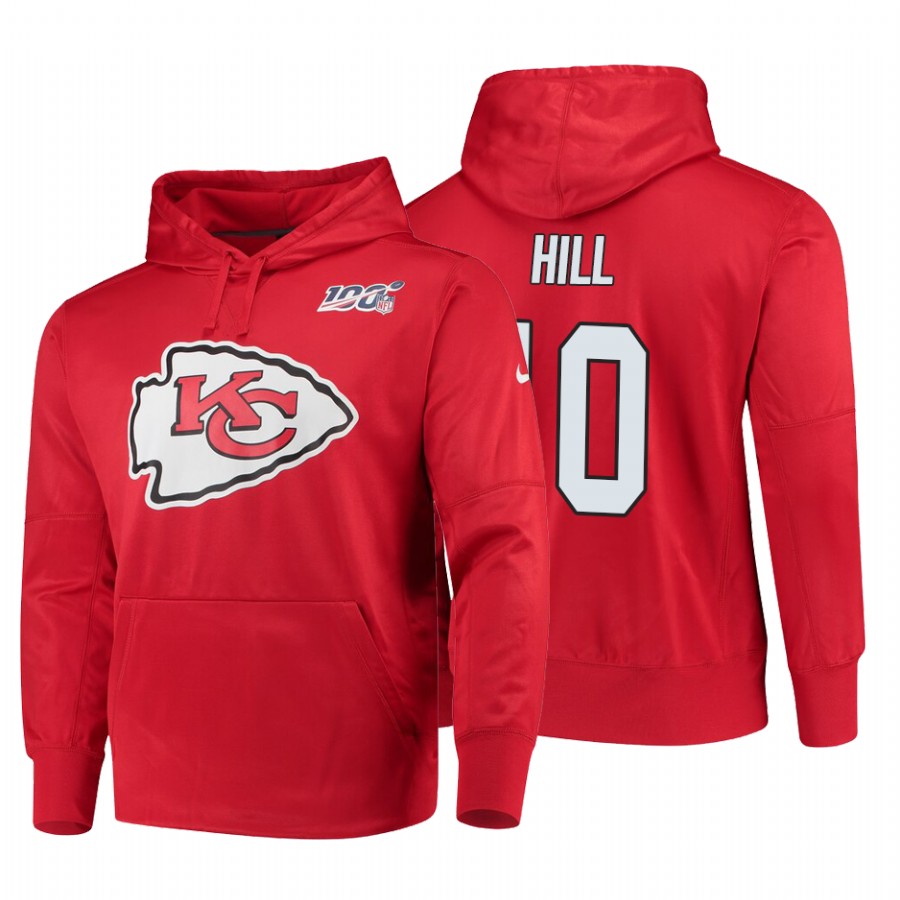 Kansas City Chiefs #10 Tyreek Hill Nike 100 Primary Logo Circuit Name & Number Pullover Hoodie Red