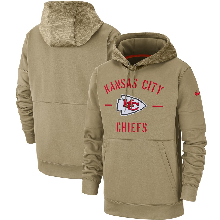 Kansas City Chiefs Nike Tan 2019 Salute to Service Sideline Therma Pullover Hoodie