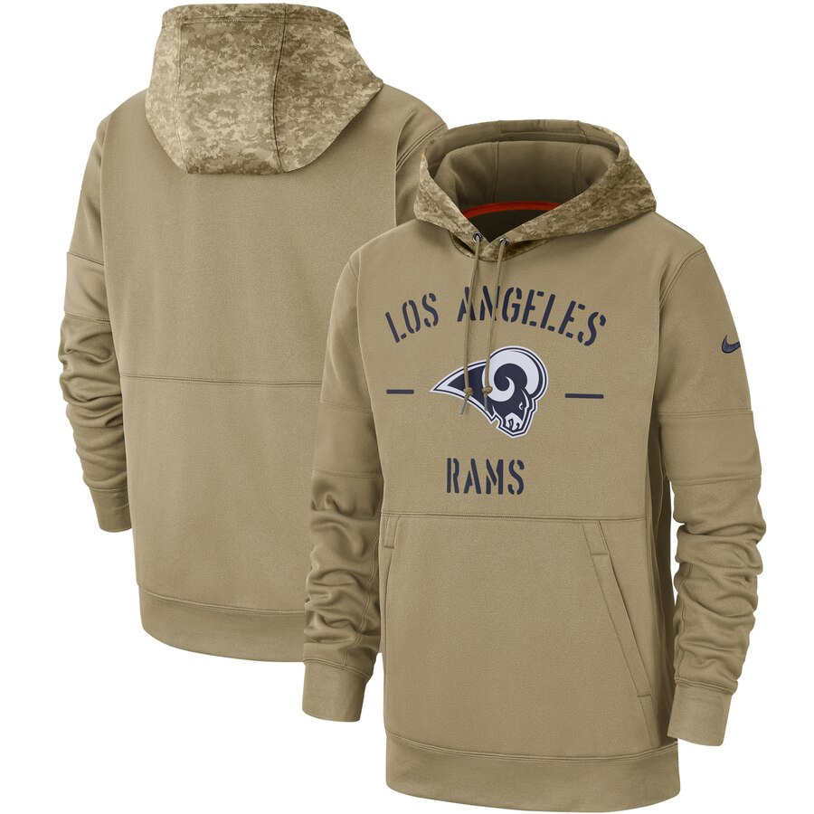 Los Angeles Rams Nike Tan 2019 Salute to Service Sideline Therma Pullover Hoodie