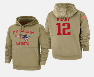 New England Patriots #12 Tom Brady 2019 Salute to Service Sideline Therma Hoodie