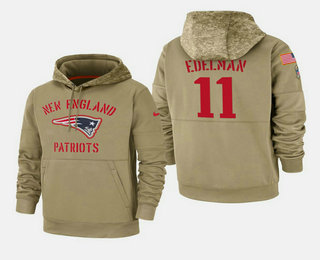 New England Patriots #11 Julian Edelman 2019 Salute to Service Sideline Therma Pullover Hoodie