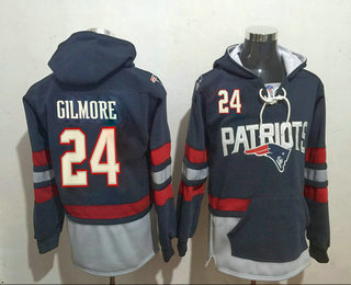 New England Patriots #24 Stephon Gilmore 2016 Navy Blue Team Color Stitched Hoodie